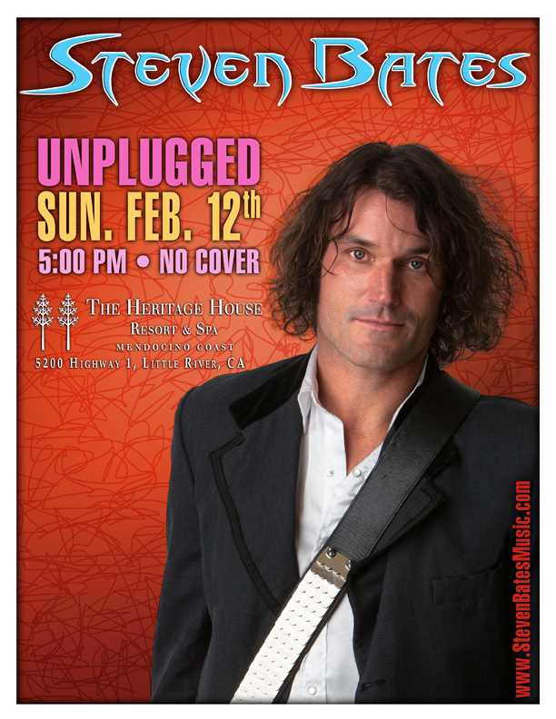 Steven Bates unplugged music poster for 2-12-17